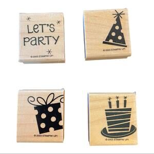 Stampin Up! 4 Let’s Party Birthday Cake Party Hats NEW Rubber Stamps